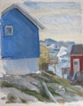 Blue, Yellow and Red Houses and Bergs